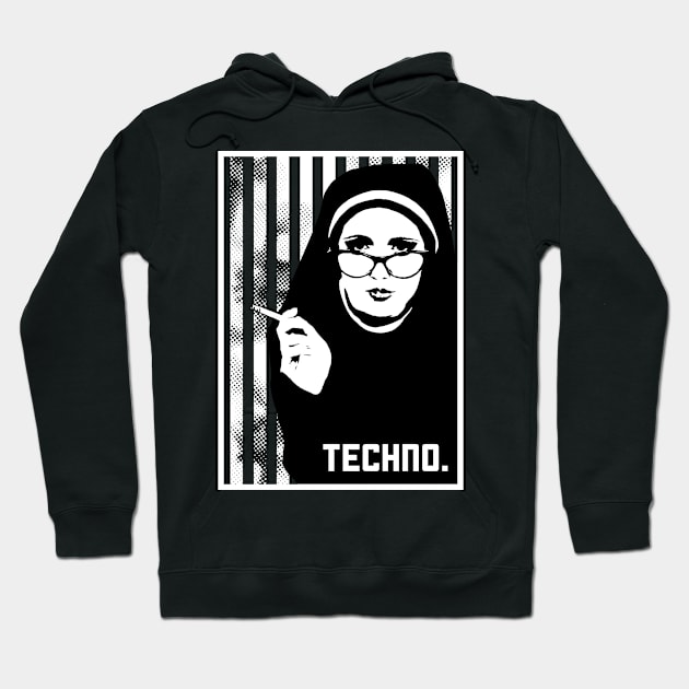 Techno Gabber Rave Elektro Breakbeat Tech-House Nun Hoodie by Streetwear KKS